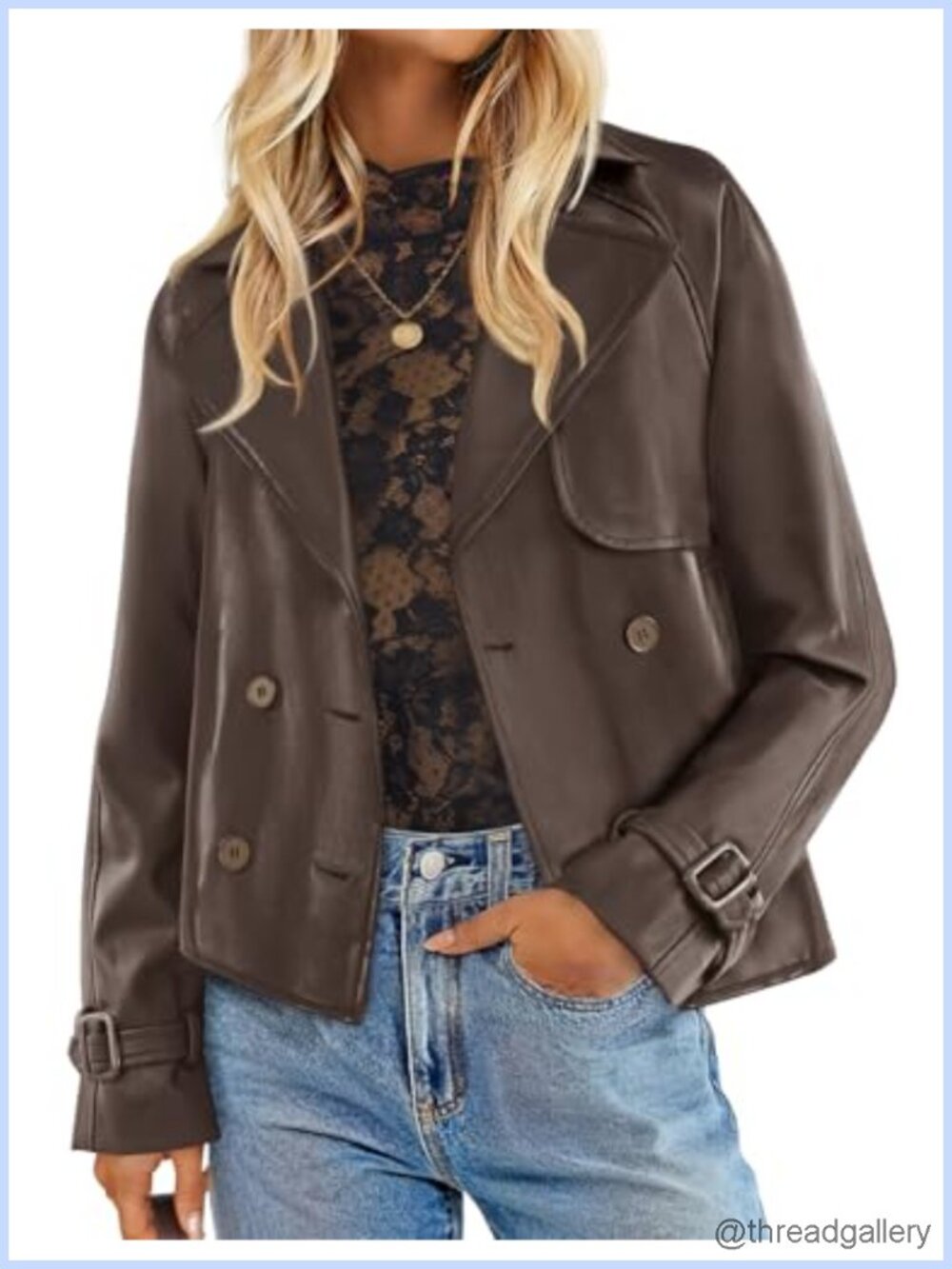 Faux Leather Motorcycle Jacket Button Down Moto Biker Long Sleeve Coat